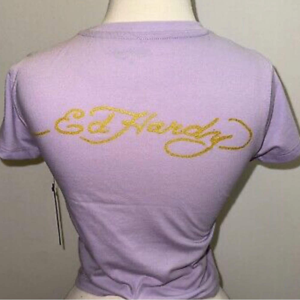NEW Edhardy crop top coy fish beautiful purple